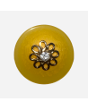 Botón Amarillo Decorativo con Flor y Piedra Brillante