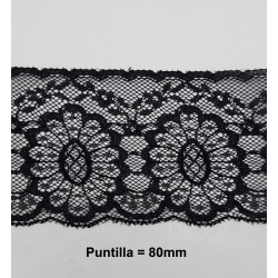 Puntilla calada negra de nylon