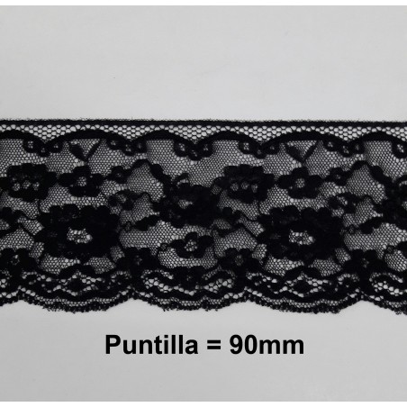 Puntilla calada negra de nylon