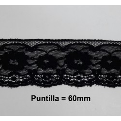 Puntilla calada negra de nylon