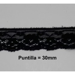 Puntilla calada negra de nylon