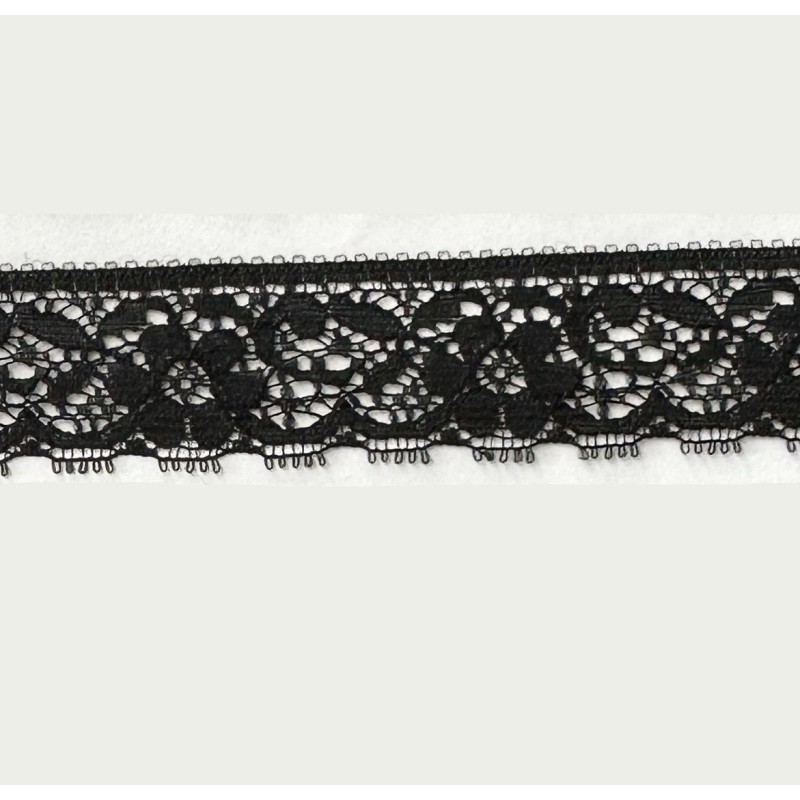 Puntilla calada negra de nylon