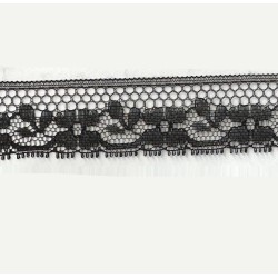 Puntilla calada negra de nylon