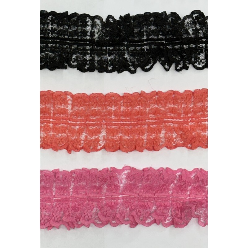 Puntilla fruncida de nylon en colores vivos