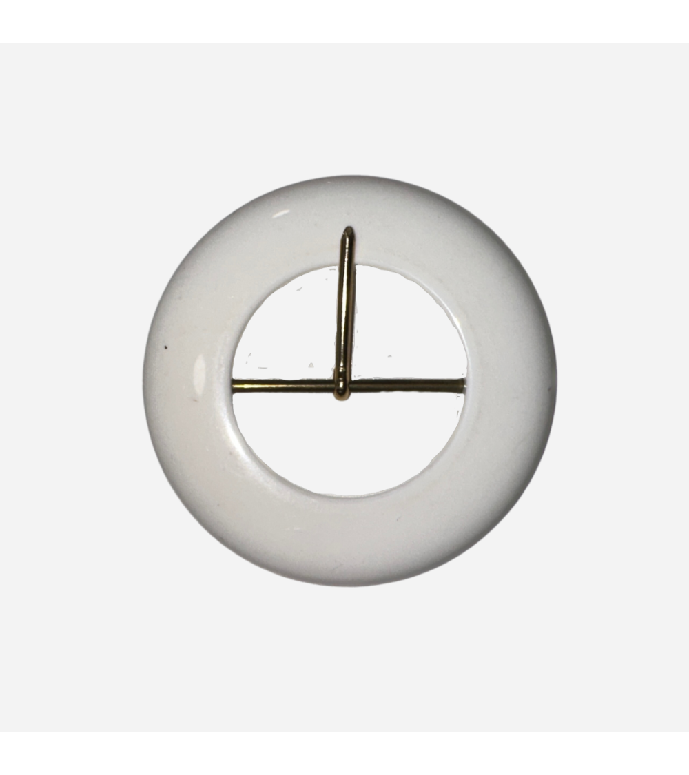 Hebilla Blanca de Diseño Circular y Minimalista para Cinturones