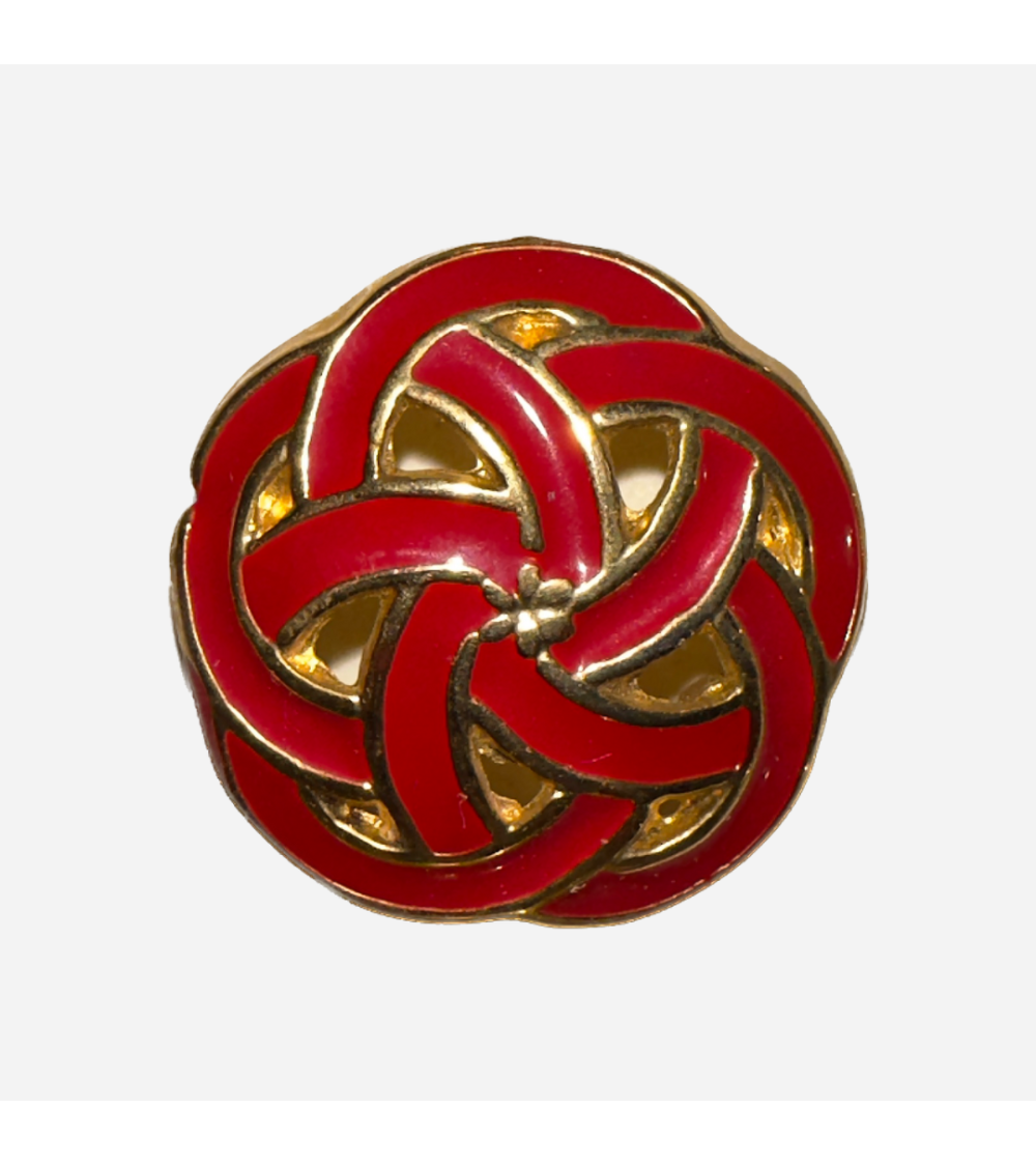 Botón de Inspiración Celta en Rojo y Oro para Diseño Exclusivo