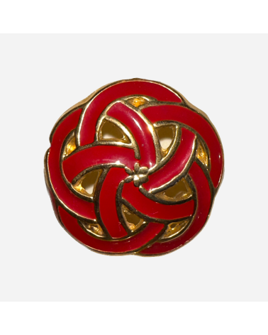 Botón de Inspiración Celta en Rojo y Oro para Diseño Exclusivo
