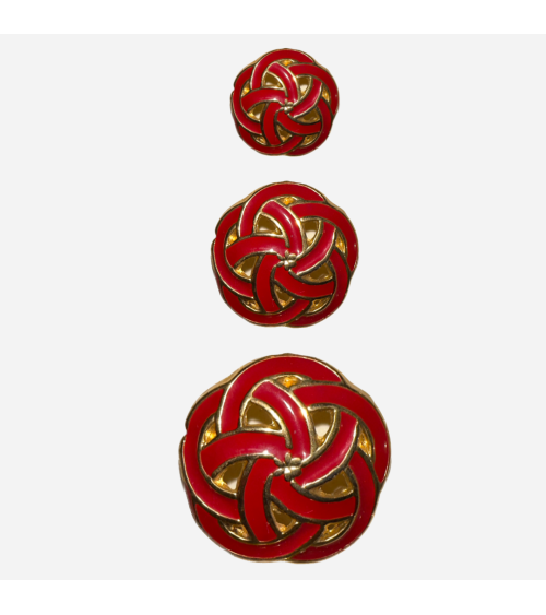 Botón de Inspiración Celta en Rojo y Oro para Diseño Exclusivo