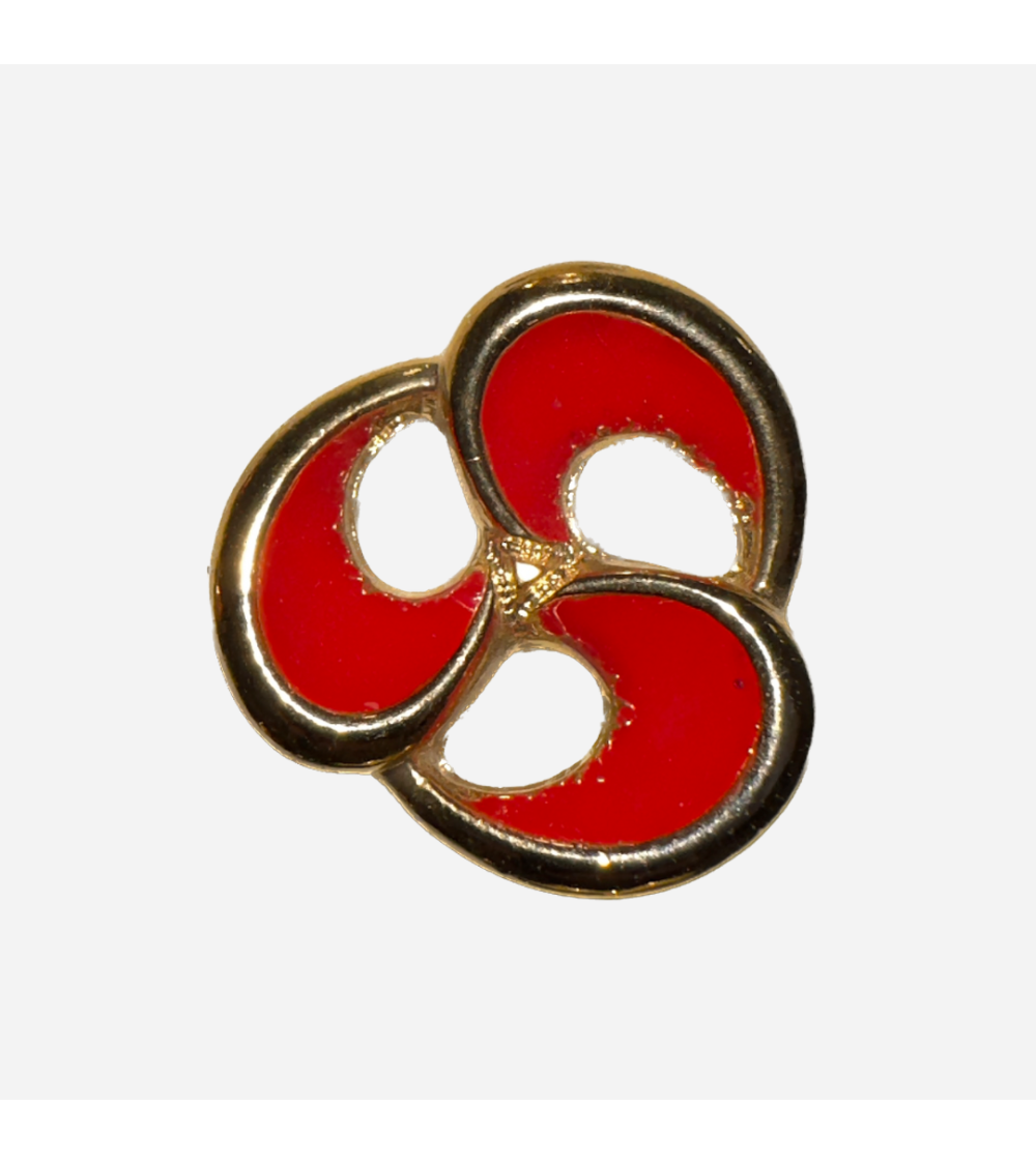 Botón Rojo de Diseño Floral con Contorno Dorado para un Estilo Chic