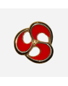 Botón Rojo de Diseño Floral con Contorno Dorado para un Estilo Chic