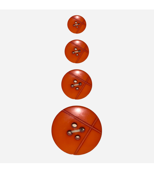 Botón Naranja Vibrante con Relieve Lineal para Prendas Contemporáneas