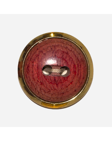 Botón de Madera Granate con Elegante Borde Dorado