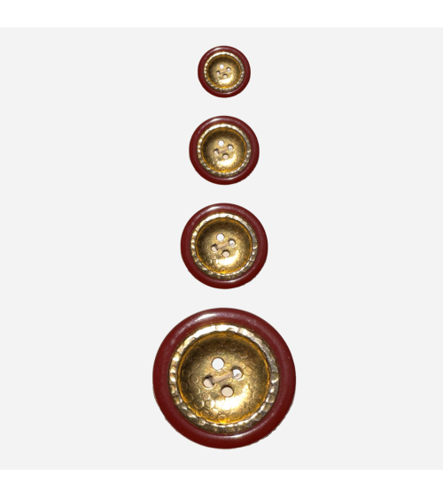 Botón Granate Elegante con Centro Dorado para un Toque de Glamour